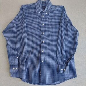 Dockers Battery & Street Mens Classic Fit Stretch Shirt Blue‎ Plaid L  34/35